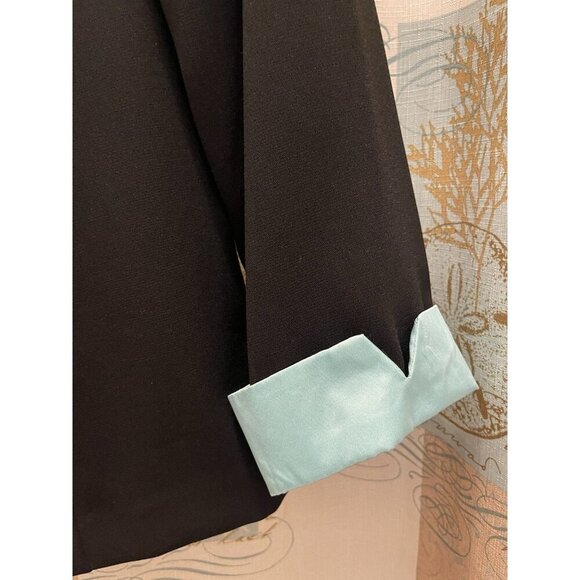 Dressbarn Black Pastel Green Open Front Women’s Suit Jacket, 3/4 Sleeves, Size 8 - Picture 4 of 9